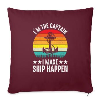 Bateau Yacht Bateau Vintage Capitaine - Housse de coussin décorative 45 x 45 cm - bordeaux - Devant
