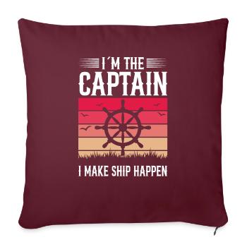 Bateau Yacht Bateau Vintage Capitaine - Housse de coussin décorative 45 x 45 cm - bordeaux - Devant