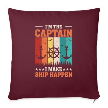 Bateau Yacht Bateau Vintage Capitaine - Housse de coussin décorative 45 x 45 cm - bordeaux - Devant