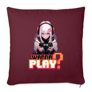 Gamer Girl veut jouer 2 – Chemise d’anime - Housse de coussin décorative 45 x 45 cm - bordeaux - Devant