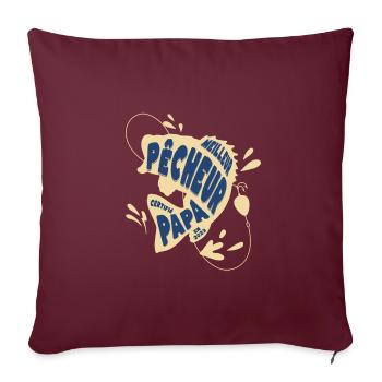 Meilleur pêcheur certifié papa en 2023 t-shirt - Housse de coussin décorative 45 x 45 cm - bordeaux - Devant