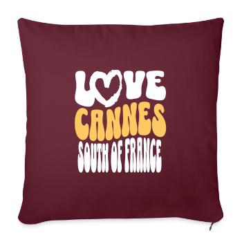 Love cannes south of france vacances t-shirt - Housse de coussin décorative 45 x 45 cm - bordeaux - Devant
