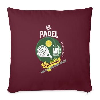 Le padel me donne soif la bière me donne des ailes - Housse de coussin décorative 45 x 45 cm - bordeaux - Devant