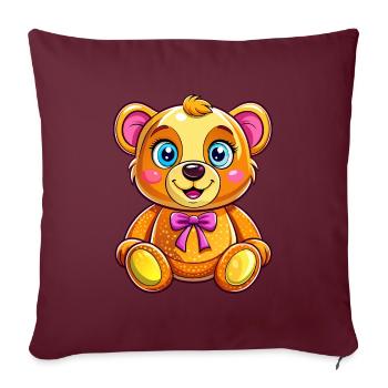 Mignon nounours - Housse de coussin décorative 45 x 45 cm - bordeaux - Devant