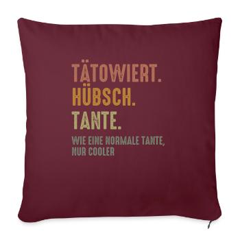 Tätowiert Hübsch Tante - Sofakissenbezug 45 x 45 cm - Burgunderrot - Vorne