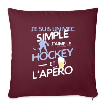 Hockey sur glace - un mec simple - Housse de coussin décorative 45 x 45 cm - bordeaux - Devant