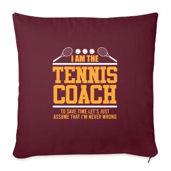 Dire drôle pour la formation de tennis d'entraîneur de tennis - Housse de coussin décorative 45 x 45 cm - bordeaux - Devant