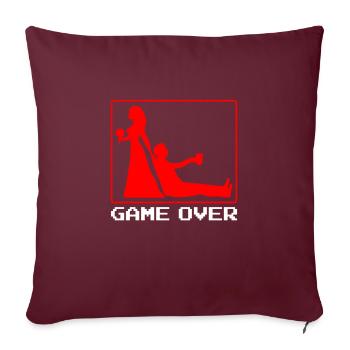 Game Over Mariage mariés célibataire - Housse de coussin décorative 45 x 45 cm - bordeaux - Devant