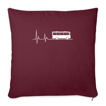 Fréquence cardiaque ECG de chauffeur de bus de chauffeur de bus - Housse de coussin décorative 45 x 45 cm - bordeaux - Devant