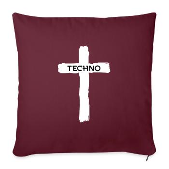 Techno Musik Kreuz - Sofakissenbezug 45 x 45 cm - Burgunderrot - Vorne