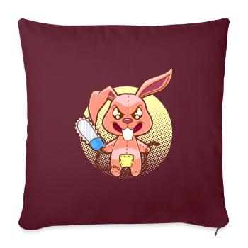 Zombie Lapin avec la tronçonneuse cadeau lapin - Housse de coussin décorative 45 x 45 cm - bordeaux - Devant
