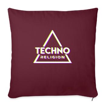 Techno Religion Elektro Musik EDM Hardstyle - Sofakissenbezug 45 x 45 cm - Burgunderrot - Vorne