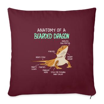 Anatomy of a Bearded Dragon Bartagamen Echse - Sofakissenbezug 45 x 45 cm - Burgunderrot - Vorne