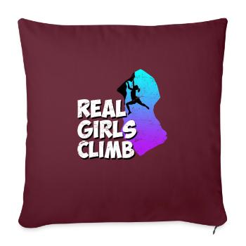 Escalader un rocher en disant que de vraies filles grimpent - Housse de coussin décorative 45 x 45 cm - bordeaux - Devant