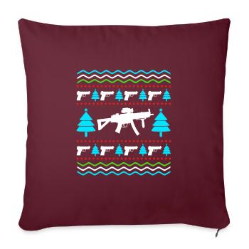 Pistolets de Noël Ugly Christmas permis de port d’armes - Housse de coussin décorative 45 x 45 cm - bordeaux - Devant