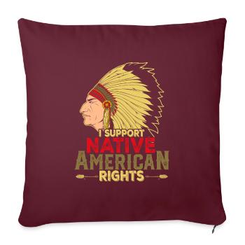 Citation amérindienne Je soutiens native - Housse de coussin décorative 45 x 45 cm - bordeaux - Devant