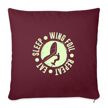 Wing Foil Spruch Eat Sleep Wing Foil Repeat - Sofakissenbezug 45 x 45 cm - Burgunderrot - Vorne