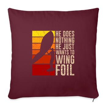 Der will nur Wing Foilen Wing Surf - Sofakissenbezug 45 x 45 cm - Burgunderrot - Vorne