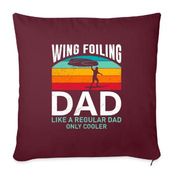 Wing Foiling Papa comme normal mais cool Wing Surf - Housse de coussin décorative 45 x 45 cm - bordeaux - Devant