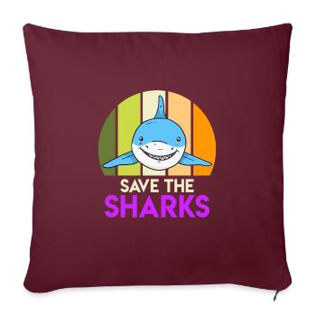 Save the Sharks Hai Schutz Hai - Sofakissenbezug 45 x 45 cm - Burgunderrot - Vorne