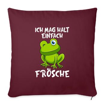 Ich mag halt einfach Frösche Kinder - Sofakissenbezug 45 x 45 cm - Burgunderrot - Vorne