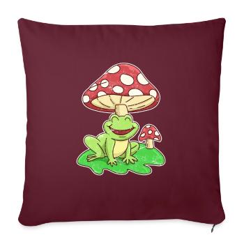 Frosch und Fliegenpilz Cottagecore Aesthetic - Sofakissenbezug 45 x 45 cm - Burgunderrot - Vorne