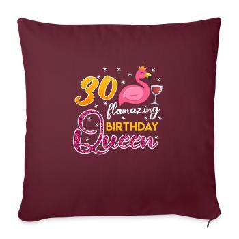 30e anniversaire Dames 30 ans Flamant rose flamboyant - Housse de coussin décorative 45 x 45 cm - bordeaux - Devant
