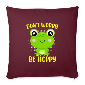 Don't worry be Hoppy Frosch Kinder - Sofakissenbezug 45 x 45 cm - Burgunderrot - Vorne