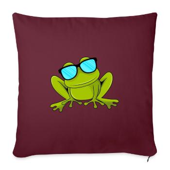 Lustiger Frosch mit Sonnenbrille Kinder Kröte - Sofakissenbezug 45 x 45 cm - Burgunderrot - Vorne