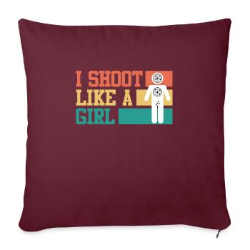 Je photographie comme une fille Women’s Sports Shooting - Housse de coussin décorative 45 x 45 cm - bordeaux - Devant