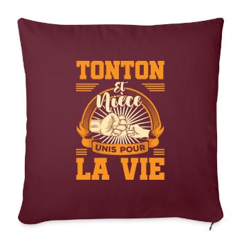 Cadeau annonce tonton et nièce unis pour la vie - Housse de coussin décorative 45 x 45 cm - bordeaux - Devant