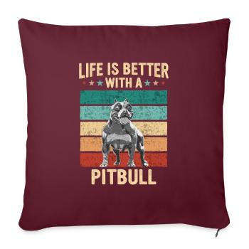 Chien Pitbull - Housse de coussin décorative 45 x 45 cm - bordeaux - Devant