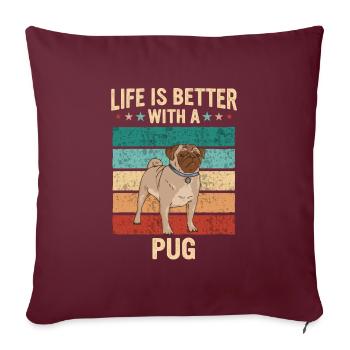 Mops Möpse Hund - Sofakissenbezug 45 x 45 cm - Burgunderrot - Vorne