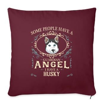 Chien Husky Sibérien - Housse de coussin décorative 45 x 45 cm - bordeaux - Devant