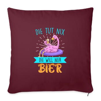 Die tut nix die will nur Bier Flamingo - Sofakissenbezug 45 x 45 cm - Burgunderrot - Vorne