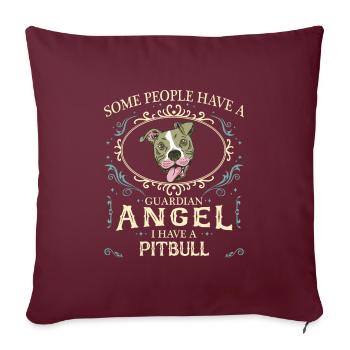 Chien Pitbull - Housse de coussin décorative 45 x 45 cm - bordeaux - Devant