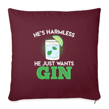 Il veut juste boire du gin Gin - Housse de coussin décorative 45 x 45 cm - bordeaux - Devant