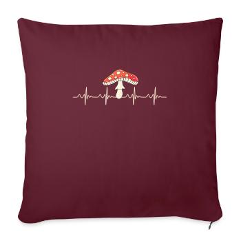 Cueilleur de champignons Heartbeat Fréquence cardiaque ECG - Housse de coussin décorative 45 x 45 cm - bordeaux - Devant