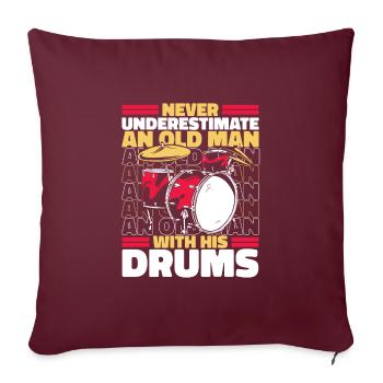 Batterie Batteur Tambour Tambour - Housse de coussin décorative 45 x 45 cm - bordeaux - Devant