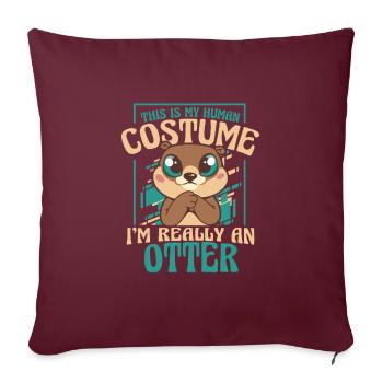 Loutre de mer - Housse de coussin décorative 45 x 45 cm - bordeaux - Devant