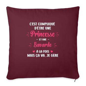 C est compliqué princesse et bavarde - Housse de coussin décorative 45 x 45 cm - bordeaux - Devant
