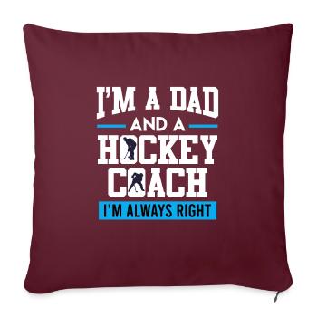 Papa et entraîneur de hockey Hockey sur glace Papa - Housse de coussin décorative 45 x 45 cm - bordeaux - Devant
