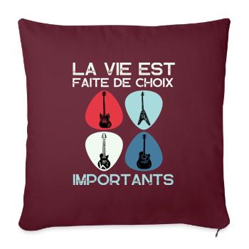Guitariste humour guitare cadeau homme femme - Housse de coussin décorative 45 x 45 cm - bordeaux - Devant