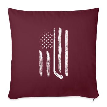 Bâtons de hockey sur glace des États-Unis - Housse de coussin décorative 45 x 45 cm - bordeaux - Devant