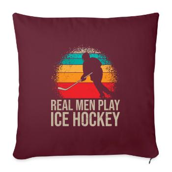 Les vrais gars jouent au hockey sur glace - Housse de coussin décorative 45 x 45 cm - bordeaux - Devant