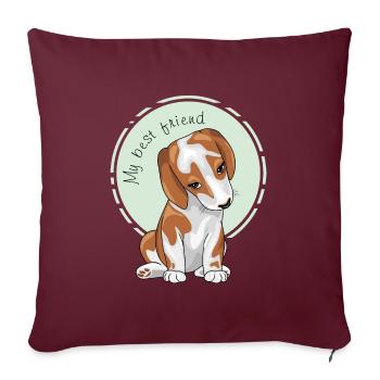 Le chiot timide et mignon est mon meilleur ami - Housse de coussin décorative 45 x 45 cm - bordeaux - Devant