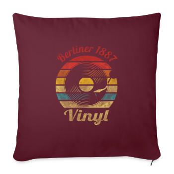 Berliner 1887 Vinyl Retro Vintage Music - Sofakissenbezug 45 x 45 cm - Burgunderrot - Vorne