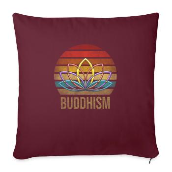 Lettre bouddhiste Bouddhisme Religion Rétro Vintage - Housse de coussin décorative 45 x 45 cm - bordeaux - Devant