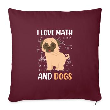 J’adore les mathématiciens en mathématiques et les vadrouilles de chien - Housse de coussin décorative 45 x 45 cm - bordeaux - Devant