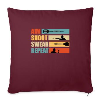 Darts Aim Shoot Swear Repeat Dart Zubehör Darts - Sofakissenbezug 45 x 45 cm - Burgunderrot - Vorne